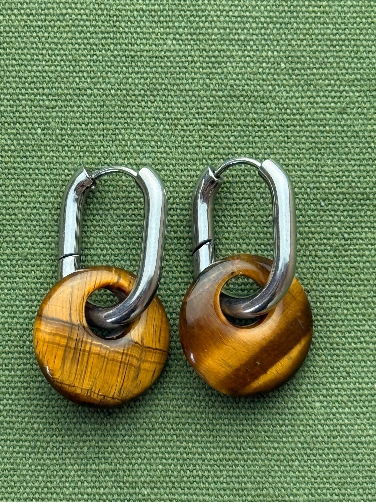 Donat hoops - offset circle - tiger eye - Pig&Beads