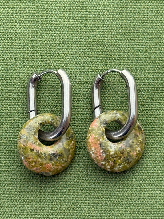 Donat hoops - offset circle - unakite - Pig&Beads