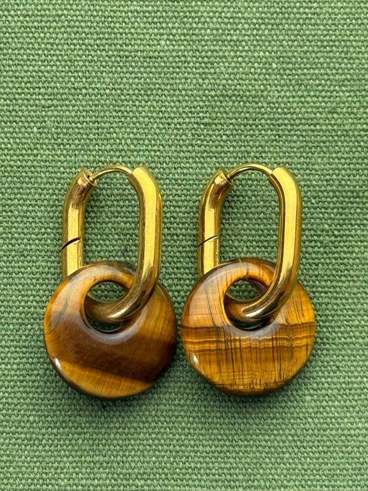 Donat hoops - offset circle - tiger eye - Pig&Beads