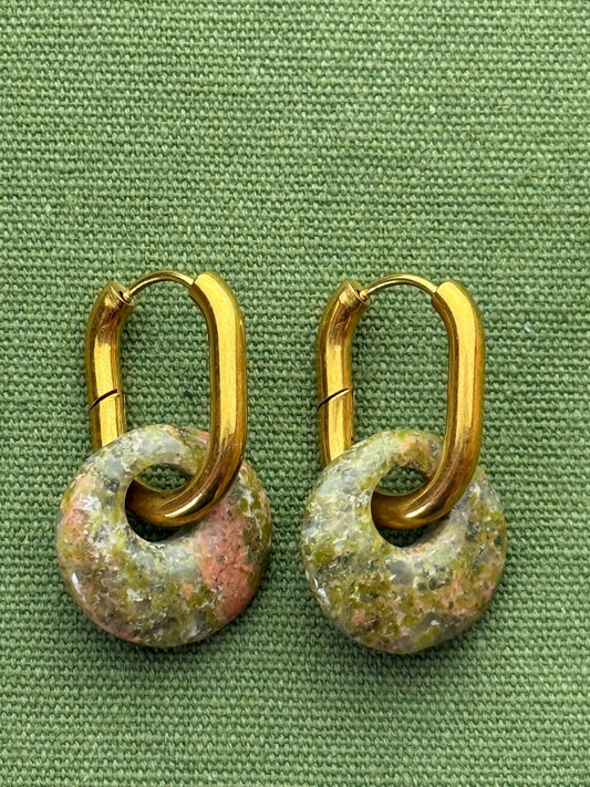 Donat hoops - offset circle - unakite - Pig&Beads