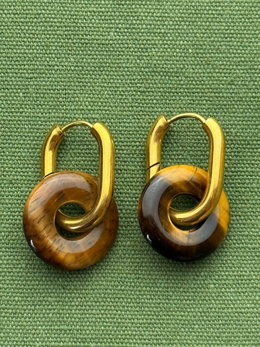 Donat hoops - round diskc - tiger eye - Pig&Beads