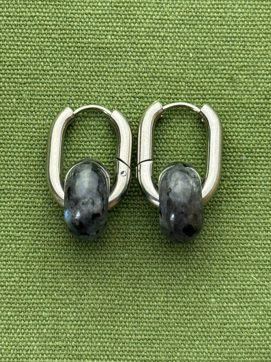 Donat hoops - small stone - labradorite - Pig&Beads