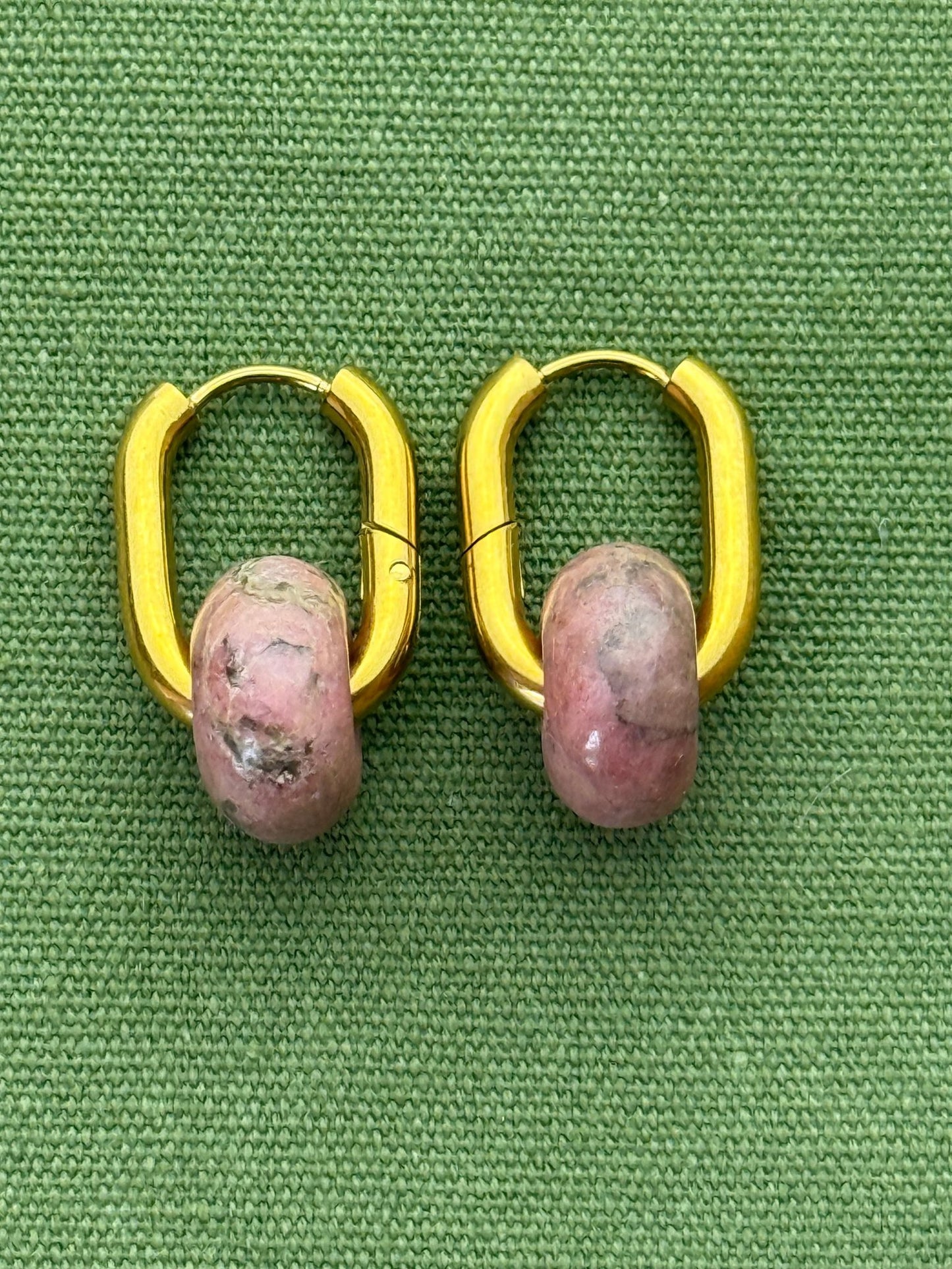 Donat hoops - small stone - rhodochrosite - Pig&Beads