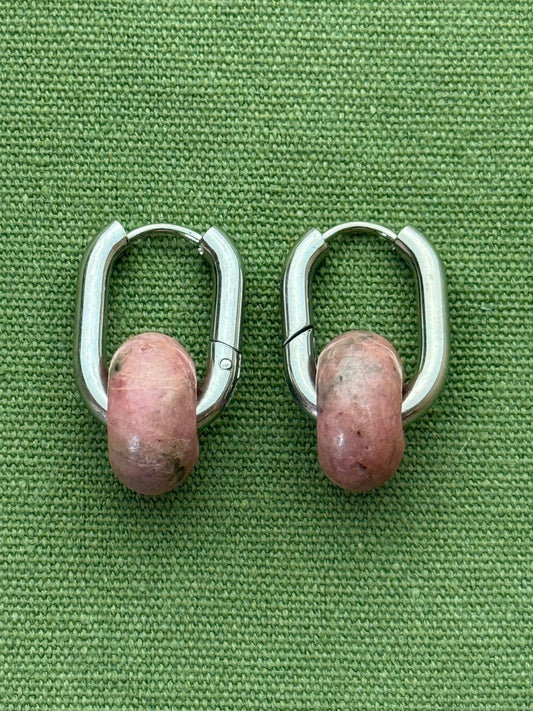 Donat hoops - small stone - rhodochrosite - Pig&Beads