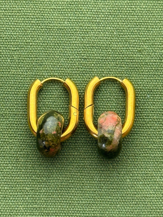 Donat hoops - small stone - unakite - Pig&Beads