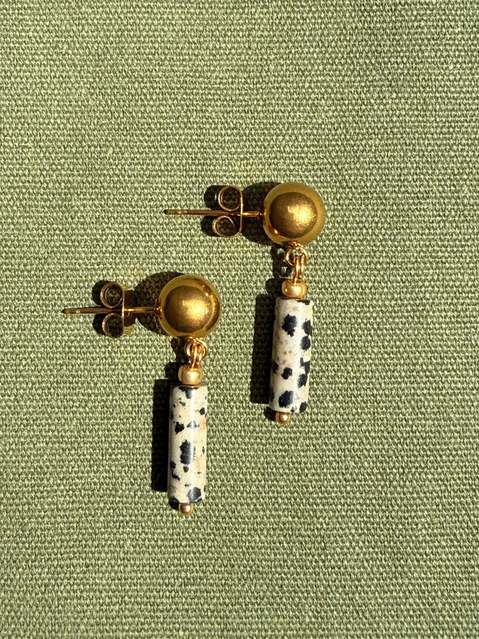 Minimalist stainless steel earrings with jasper - Pig&Beads