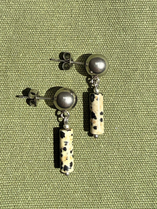 Minimalist stainless steel earrings with jasper - Pig&Beads