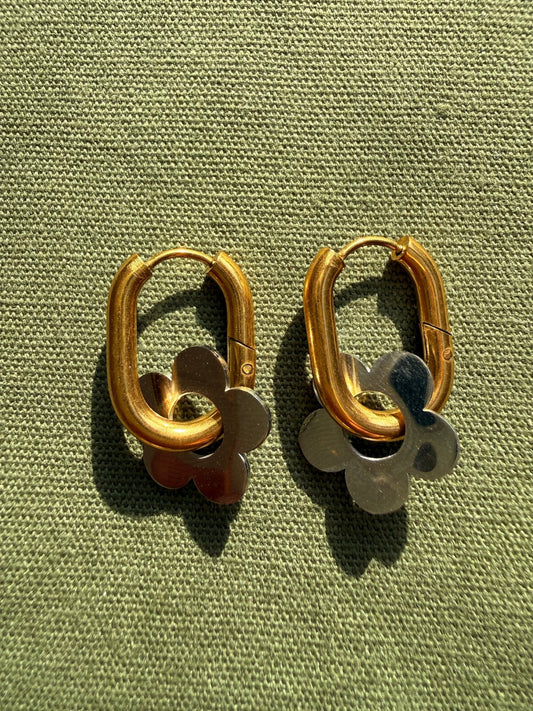 Stainless steel earrings steel flower - Pig&Beads